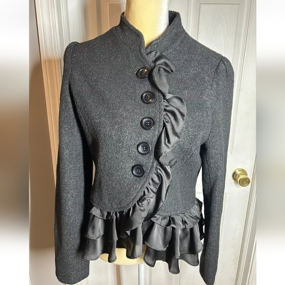 Fumblin' Foe Jackets & Blazers - Fumblin' Foe wool blend military style removable ruffle blazer jacket Size Med